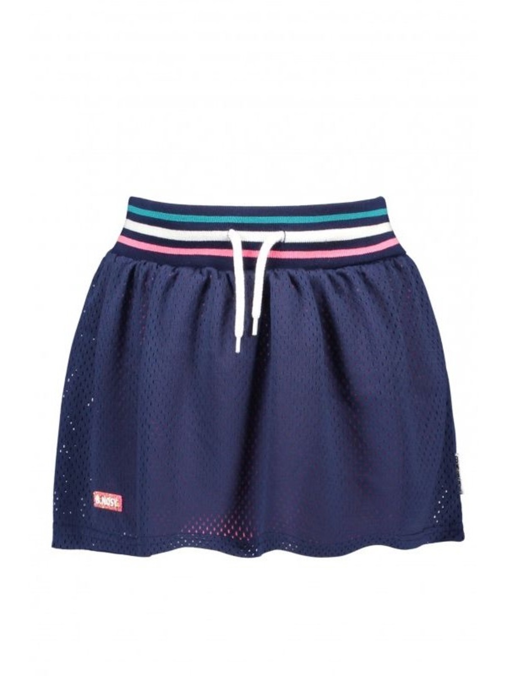 Girls' Navy Mesh Skirt with Striped Elastic Waistband